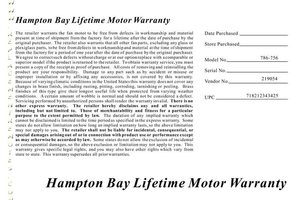 Hampton Bay 34342 Metro 54in Indoor Ceiling Fan Ceiling Fan Operating Manual